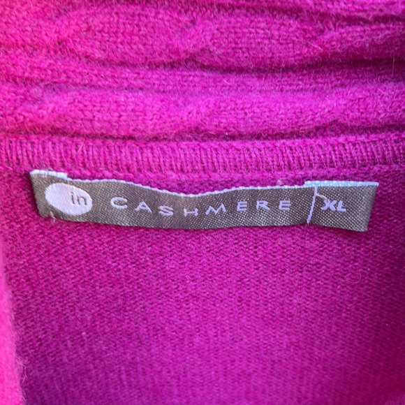 InCashmere Sweater Cowl Neck Pink XL Cable Knit - Picture 4 of 6